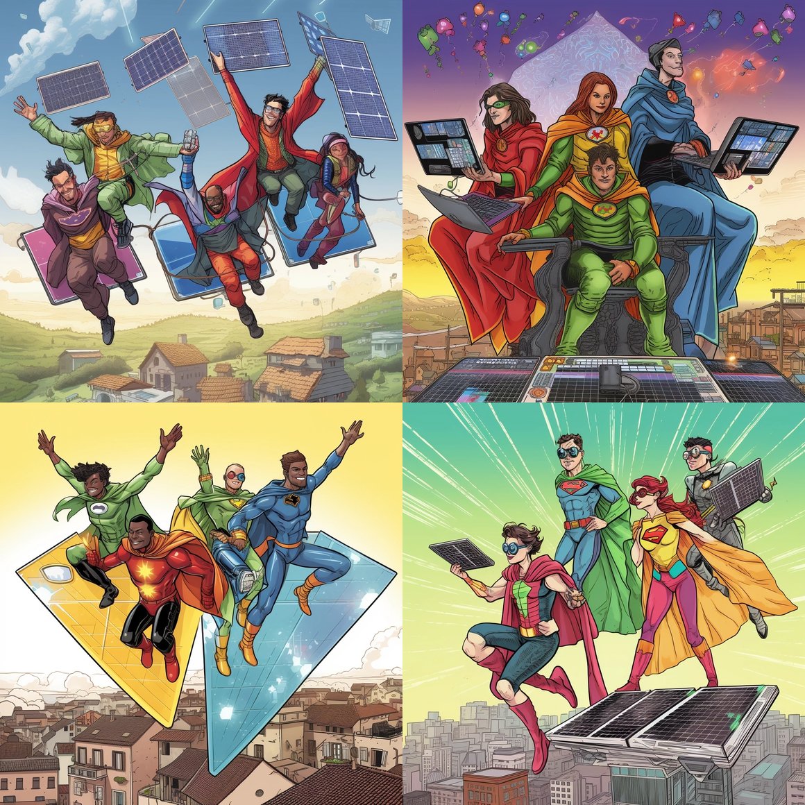 Sun-Powered Superheroes Soaring over Bologna: Version 5