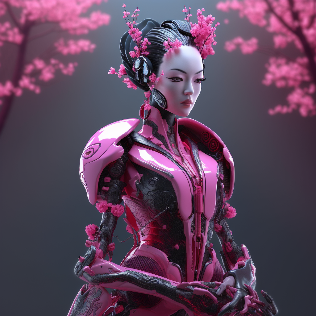 Neon Geisha Cyborg in Mid-Journey