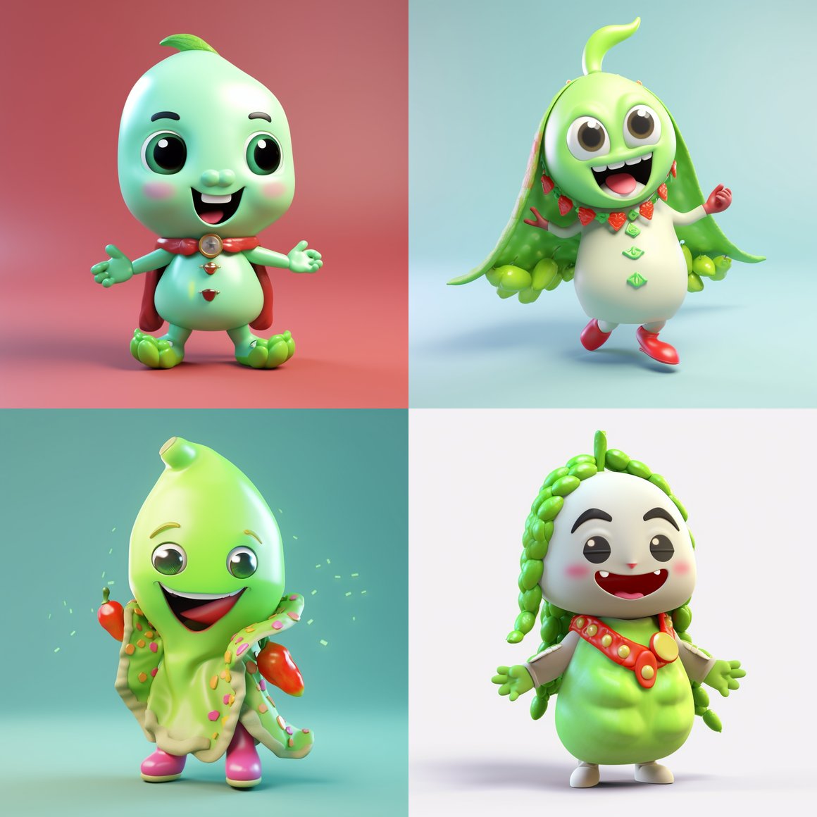 Chinese Tradition-Inspired Anthropomorphic Broad Bean Monster Mid-Design Check