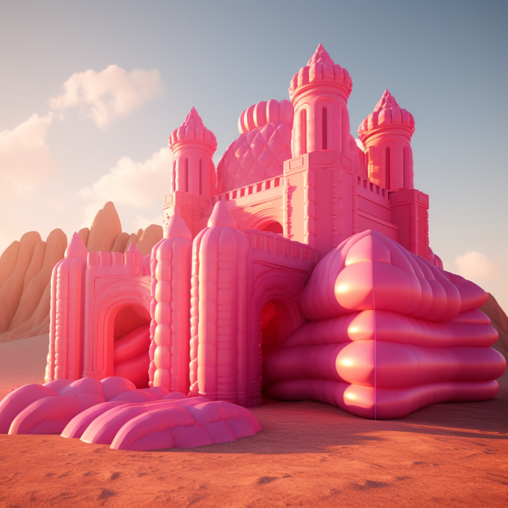 Neon Desert Bouncy Castle: A Vibrant Acrylic Adventure