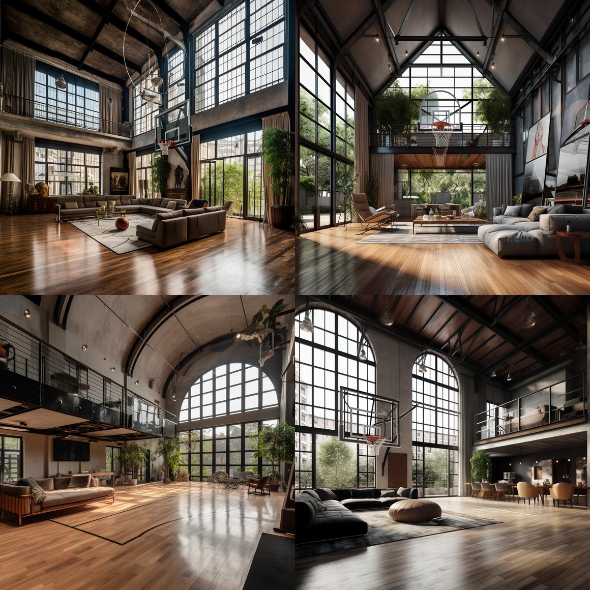 A Tour of an Industrial-Style Loft with In-built Glass-Encased Basketball Court