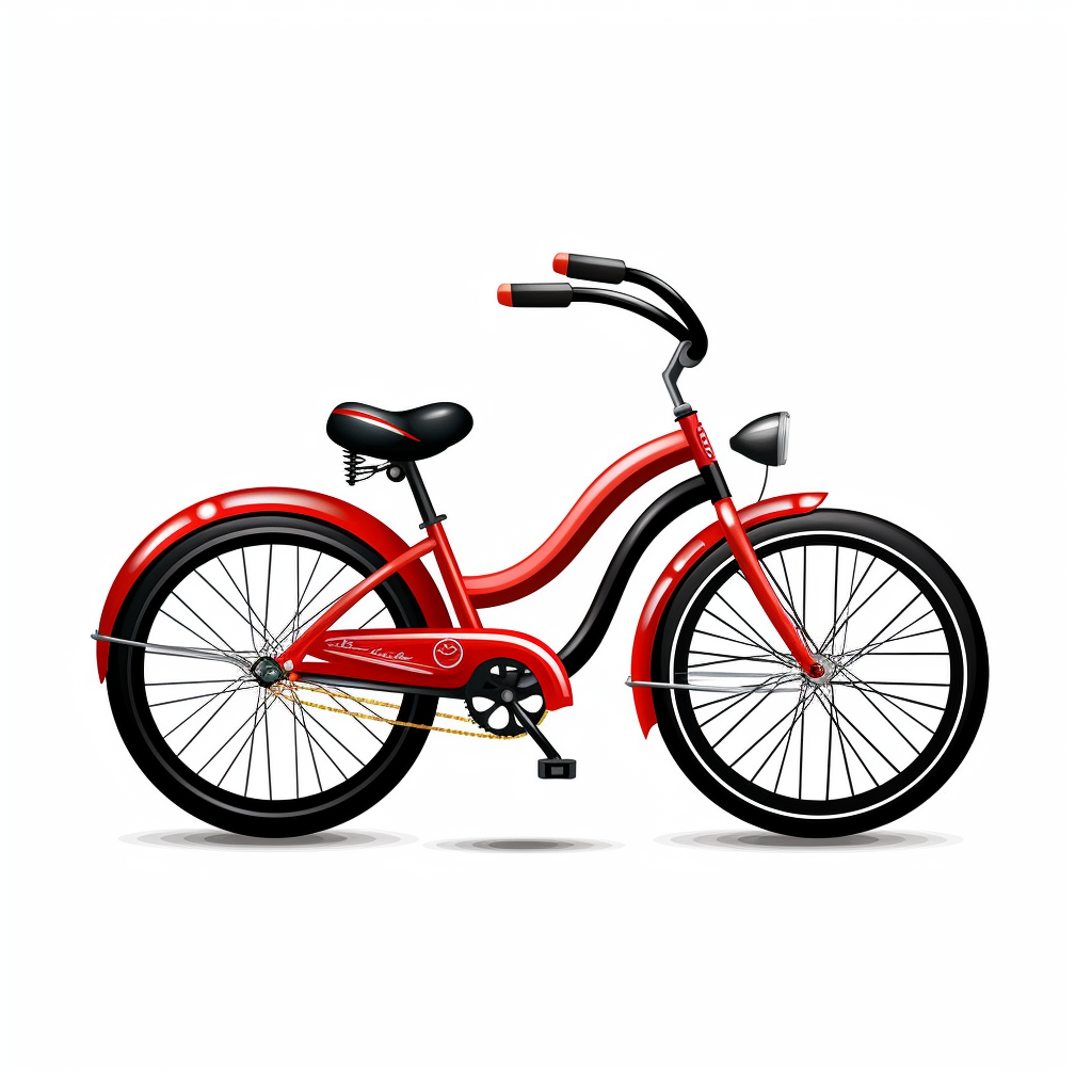 Retro Cherry Red E-Bike Vector on White Background