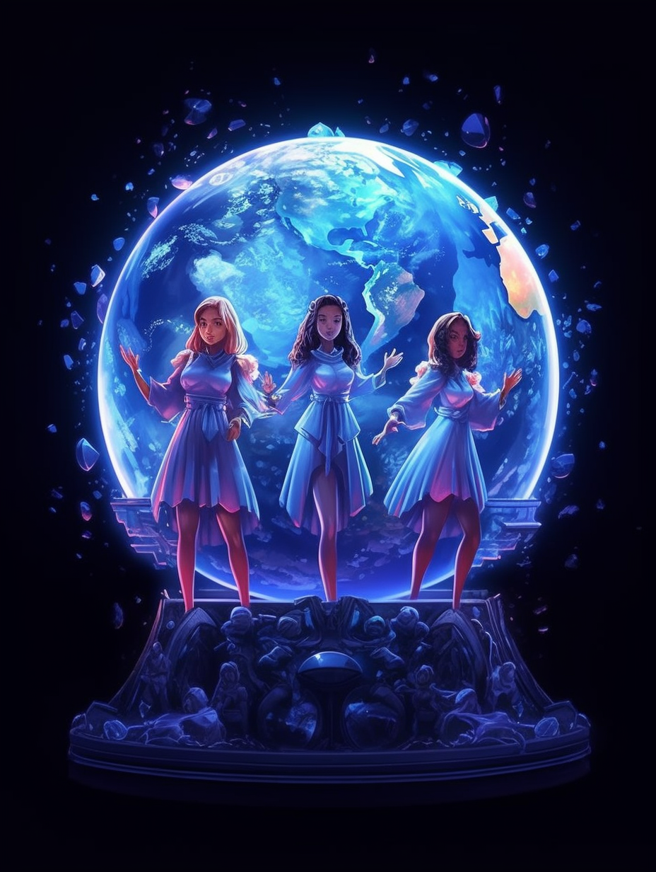 Neon Blue Planet Ritual in Vivid Darkness