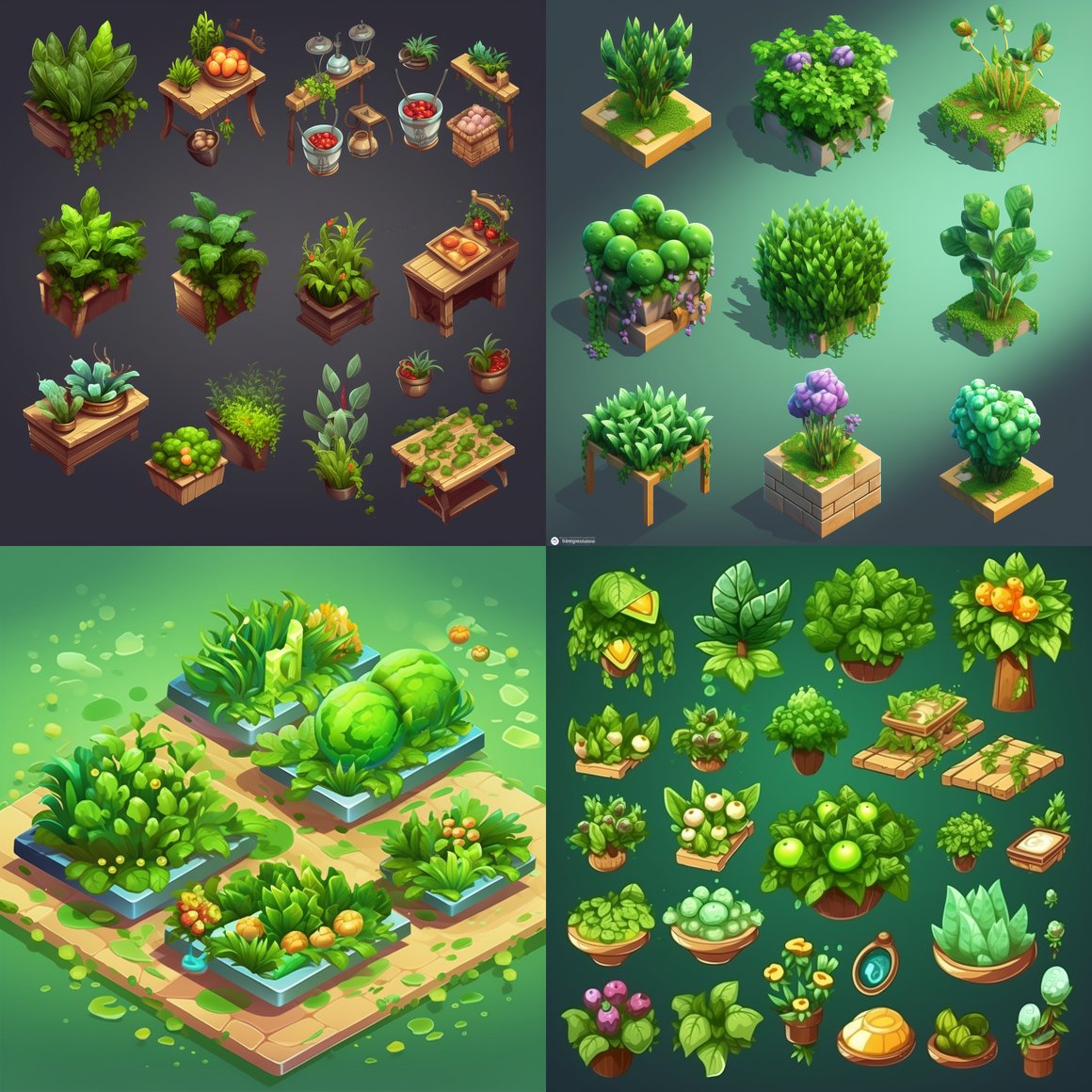 HD Green Herbs Decoration in AAA Quality Cooking Fever Game Art, Version 5