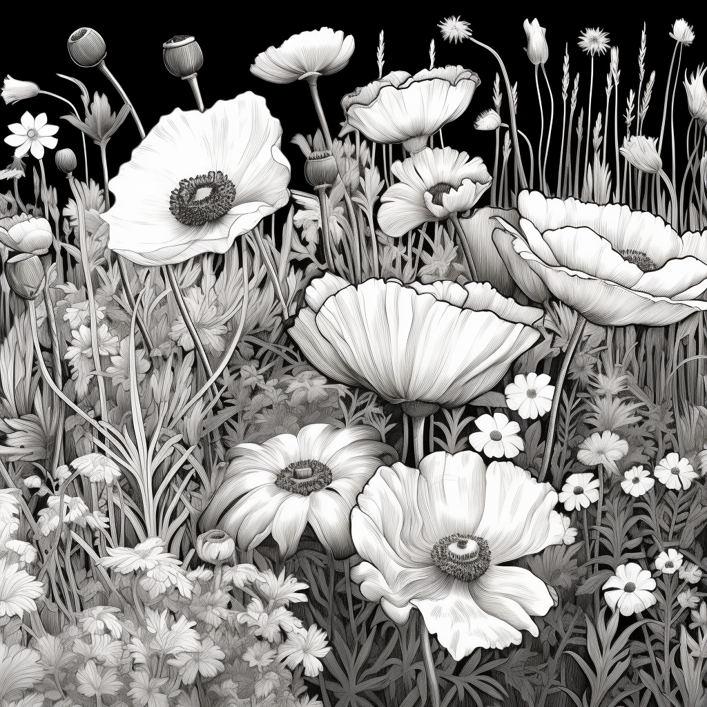 Detailed Floral Field Ink Journey