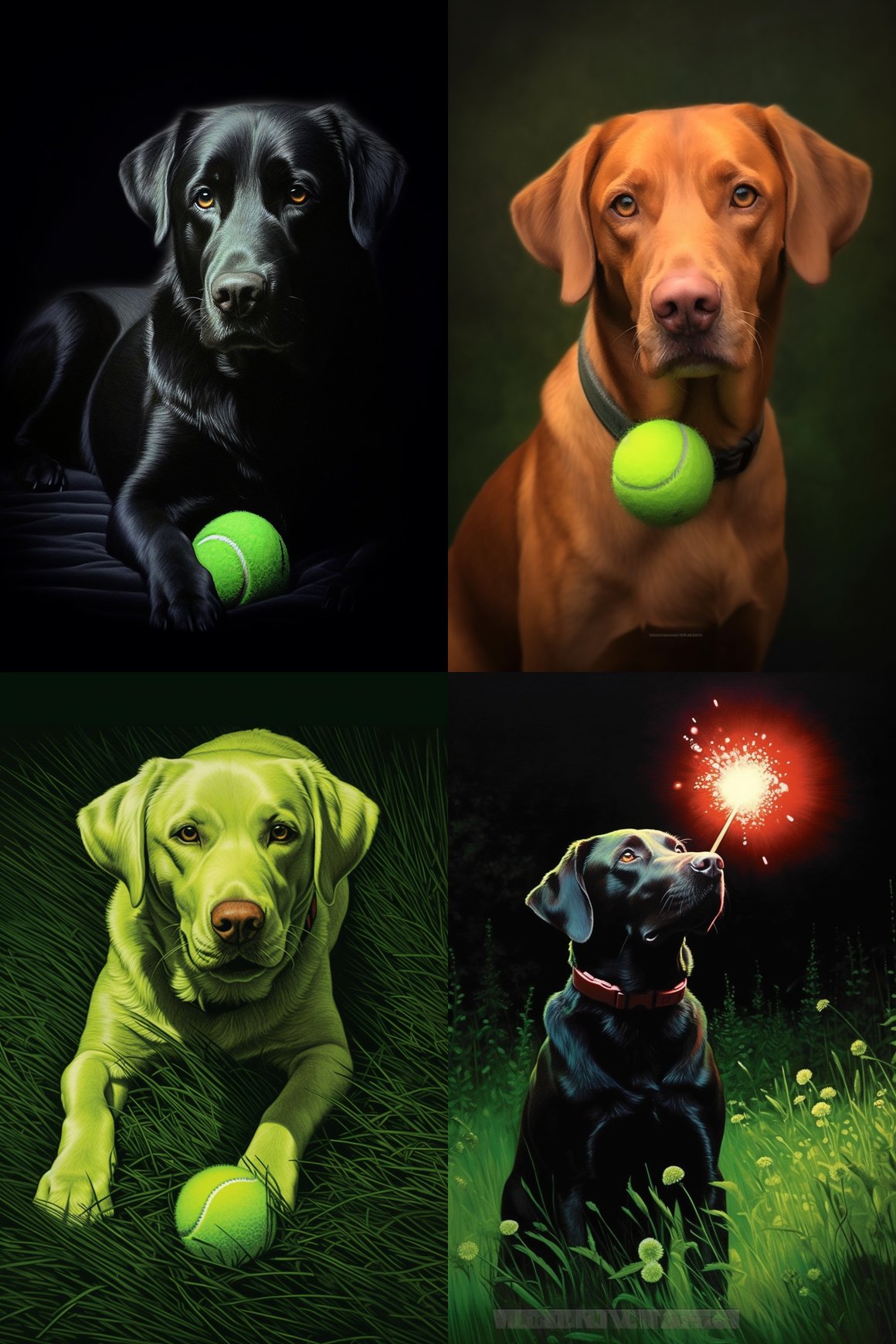 A Vibrant Encounter of a Labrador and Neon Glow Fetch Ball