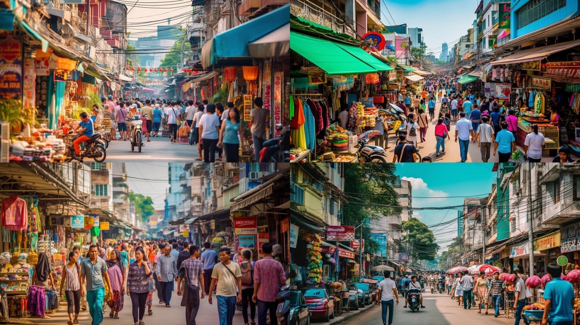 Summer Morning in Downtown Bangkok: A Colorful Bustle