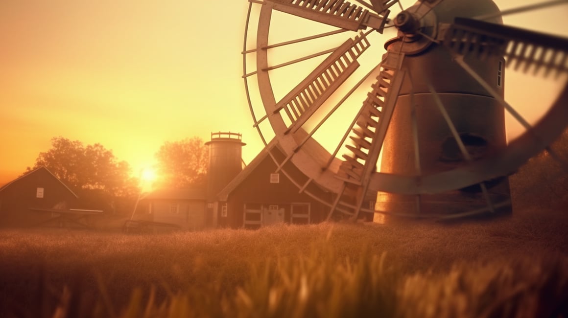 Vintage Windmill Cinematic Journey: PowerPoint Background