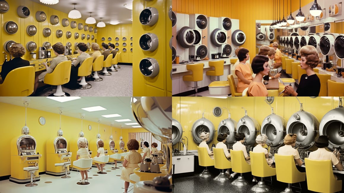 Retro Salon Elegance in Monochrome Palette - Version 5