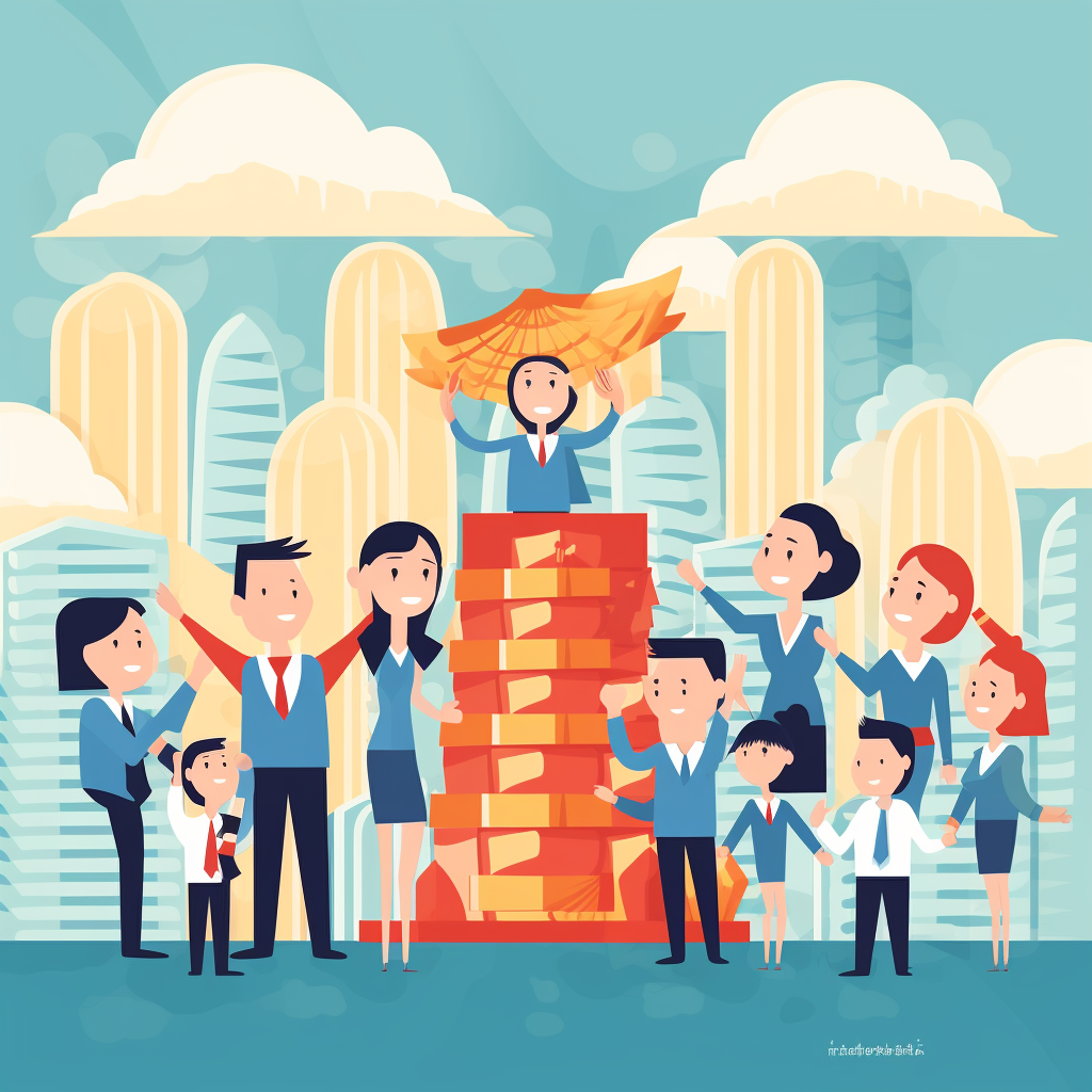 Chinese Business Colleagues' Outdoor Game Illustration
