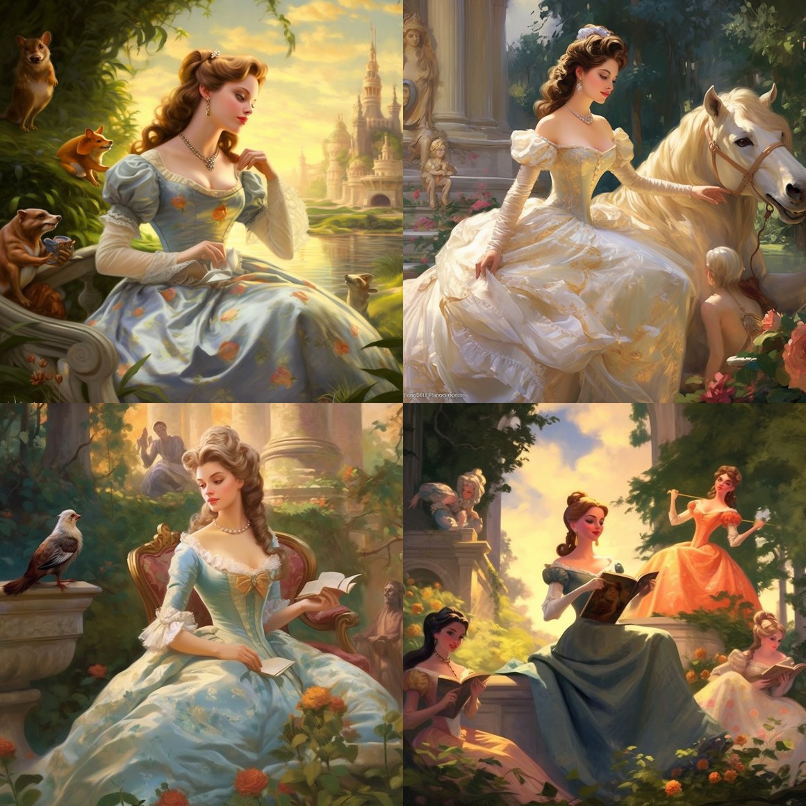 Enchanting Rococo: Disney Princesses in a Classical Journey Prompt ...