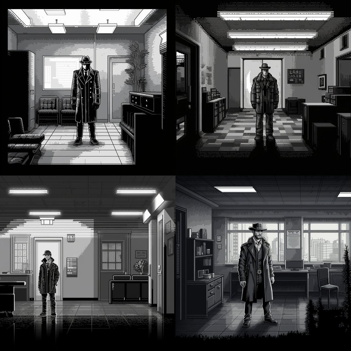 Pixelated Precinct: A Black and White Detective Saga
