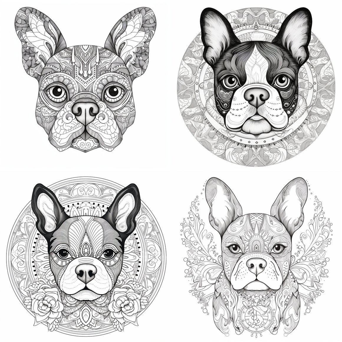 HD Boston Terrier Mandala Coloring Page for Adults