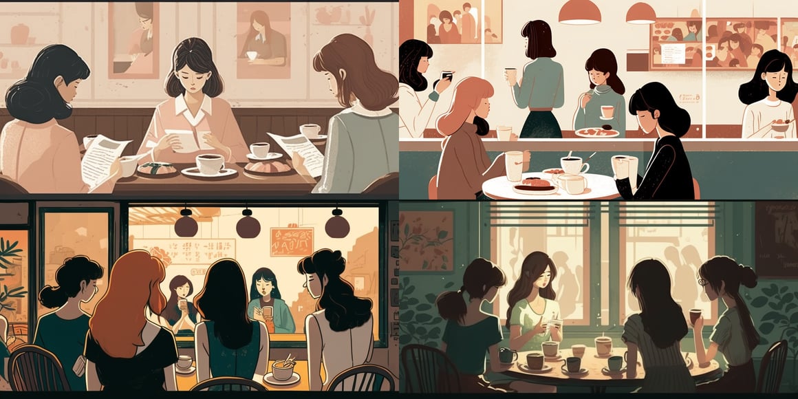 Midday Respite: Korean Housewives Unwind at the Cafe