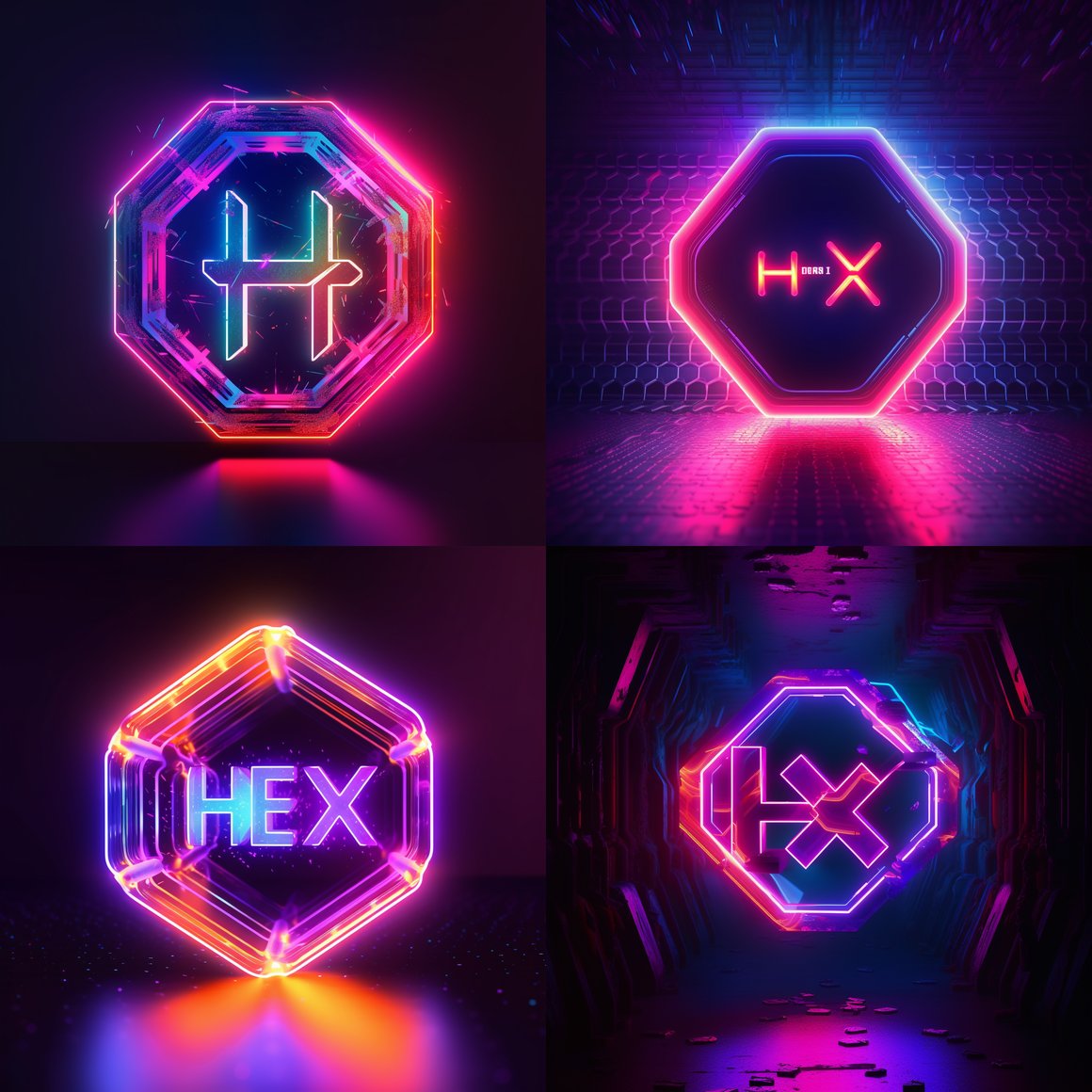 Neon-Infused HEX Logo Design Midway Update