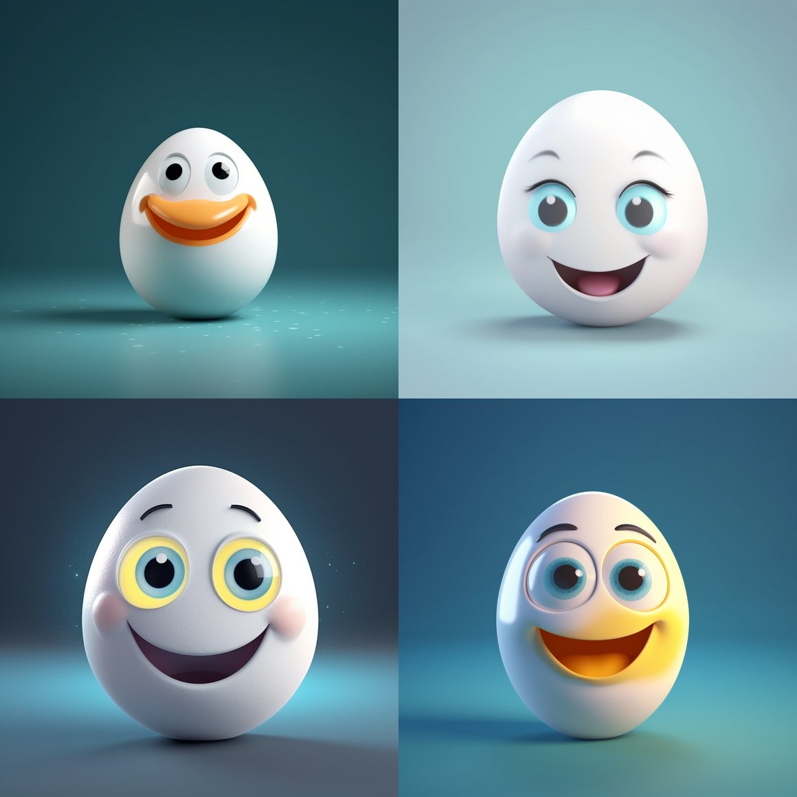 Haloed Smiling Egg Emoji Mid-Journey 3D Design - Version 5