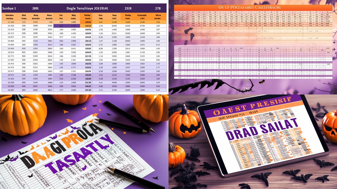 Halloween Day Themed Mid-Journey Spreadsheet Prompt