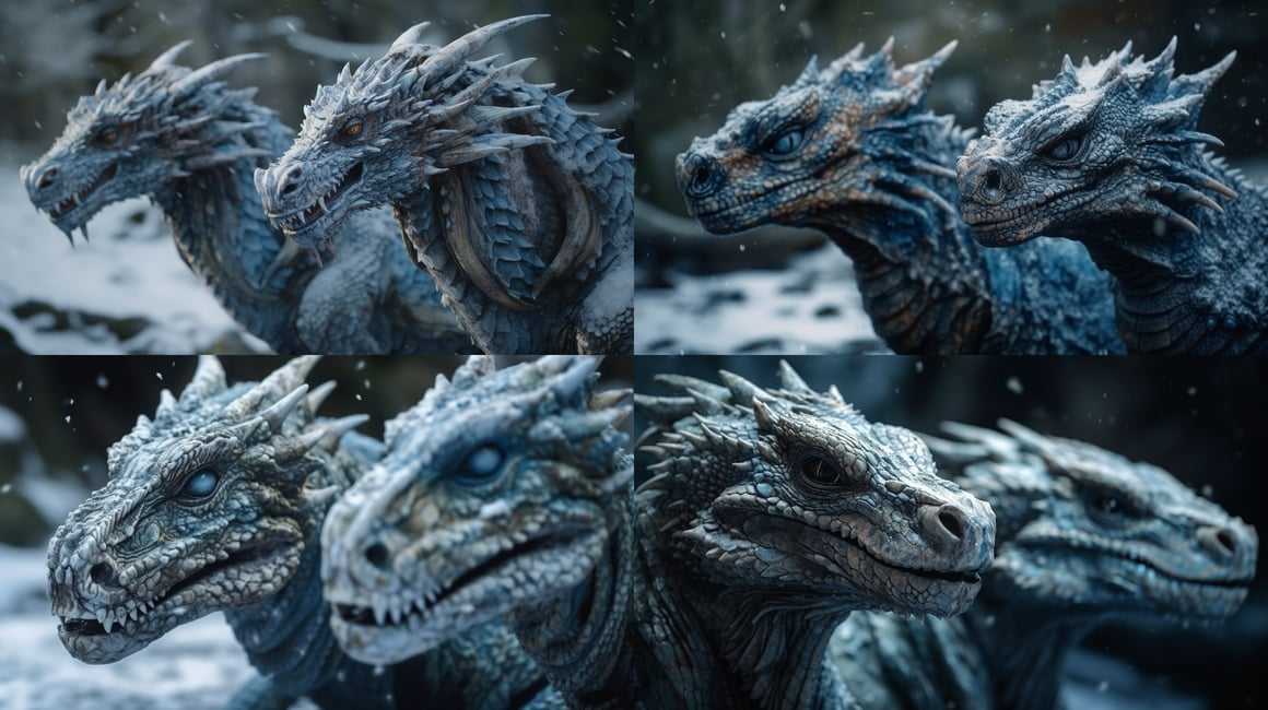 Necromancer Dragons in Snowstorm - Ultra Realistic 8K Film Photography