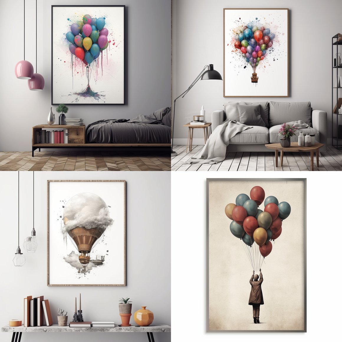Restoration Hardware-Inspired Balloon Art on a White Canvas