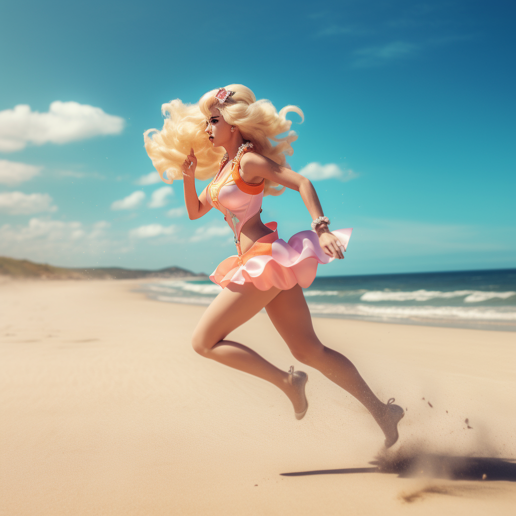Retro Beach Run: Princess Peach's Mid-Journey Escape