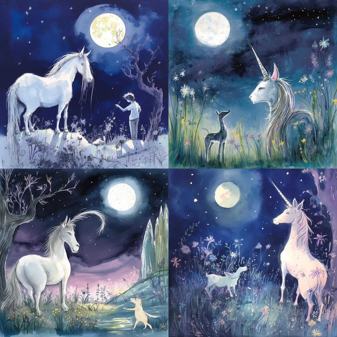 Midnight Enchantment: Unicorn Meets Cat in Moonlit Amnesty