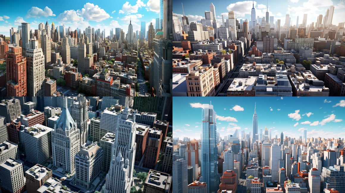 Arial View of 3D Rendered New York City Game Design