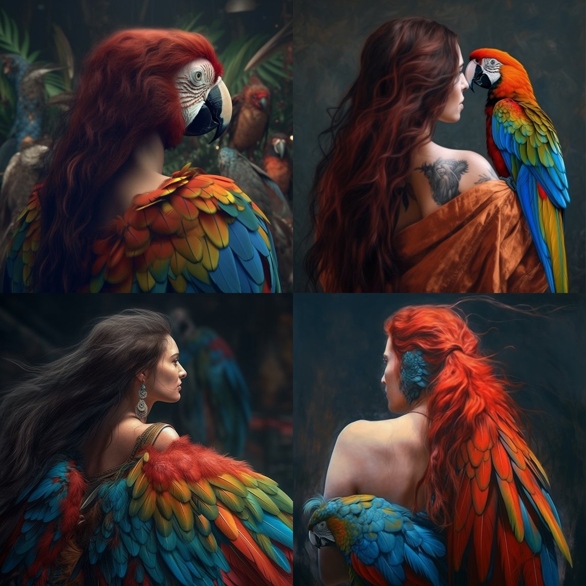 Harmonious Encounter: Woman and Macaw in Hyperrealistic 4K