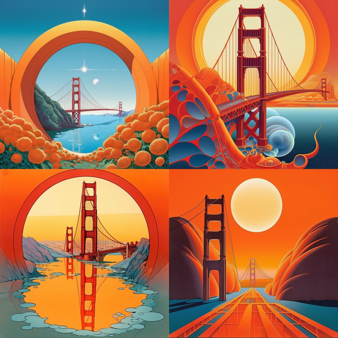 A Szukalski and Moebius Inspired Reflection on Golden Gate Bridge