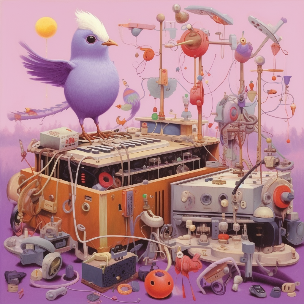 A Surrealistic Fusion in Purple and Pistachio