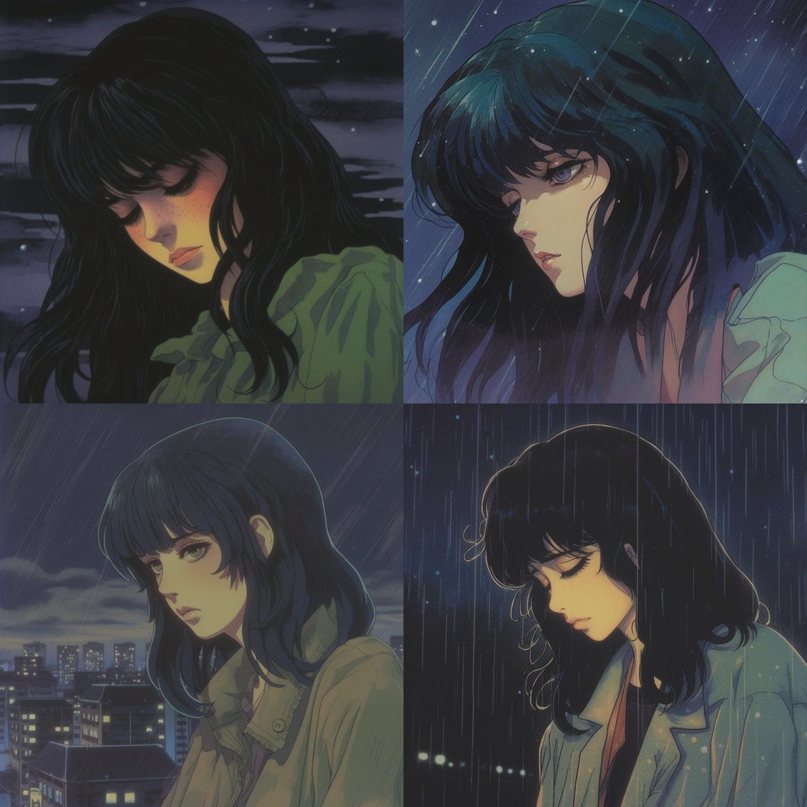 A Mid-Journey Reflection in the Art Style of Yoshiaki Kawajiri