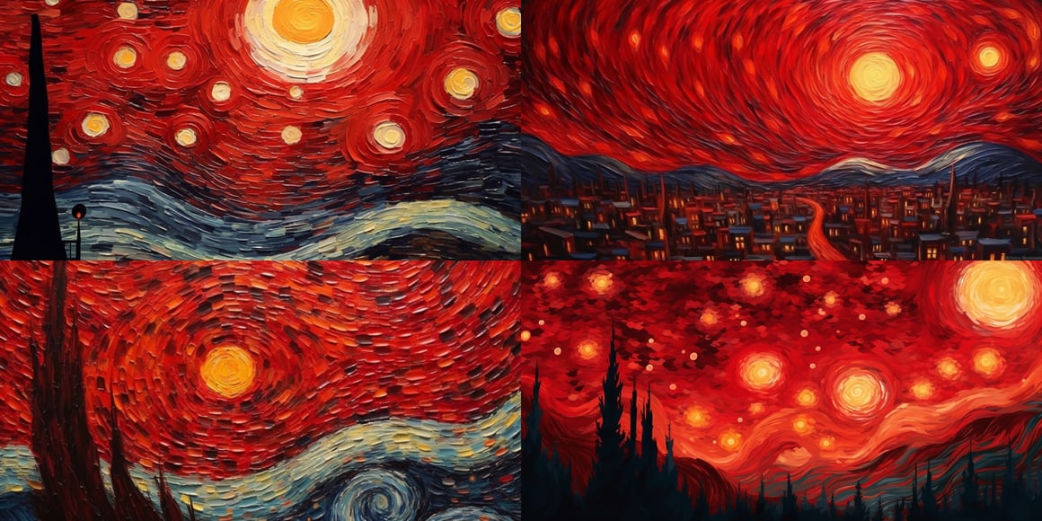 A Midpoint Exploration of Van Gogh's Red Starry Night at 750 Steps