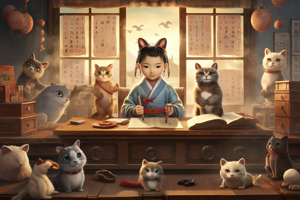 A Traditional Chinese Classroom Scene Poster