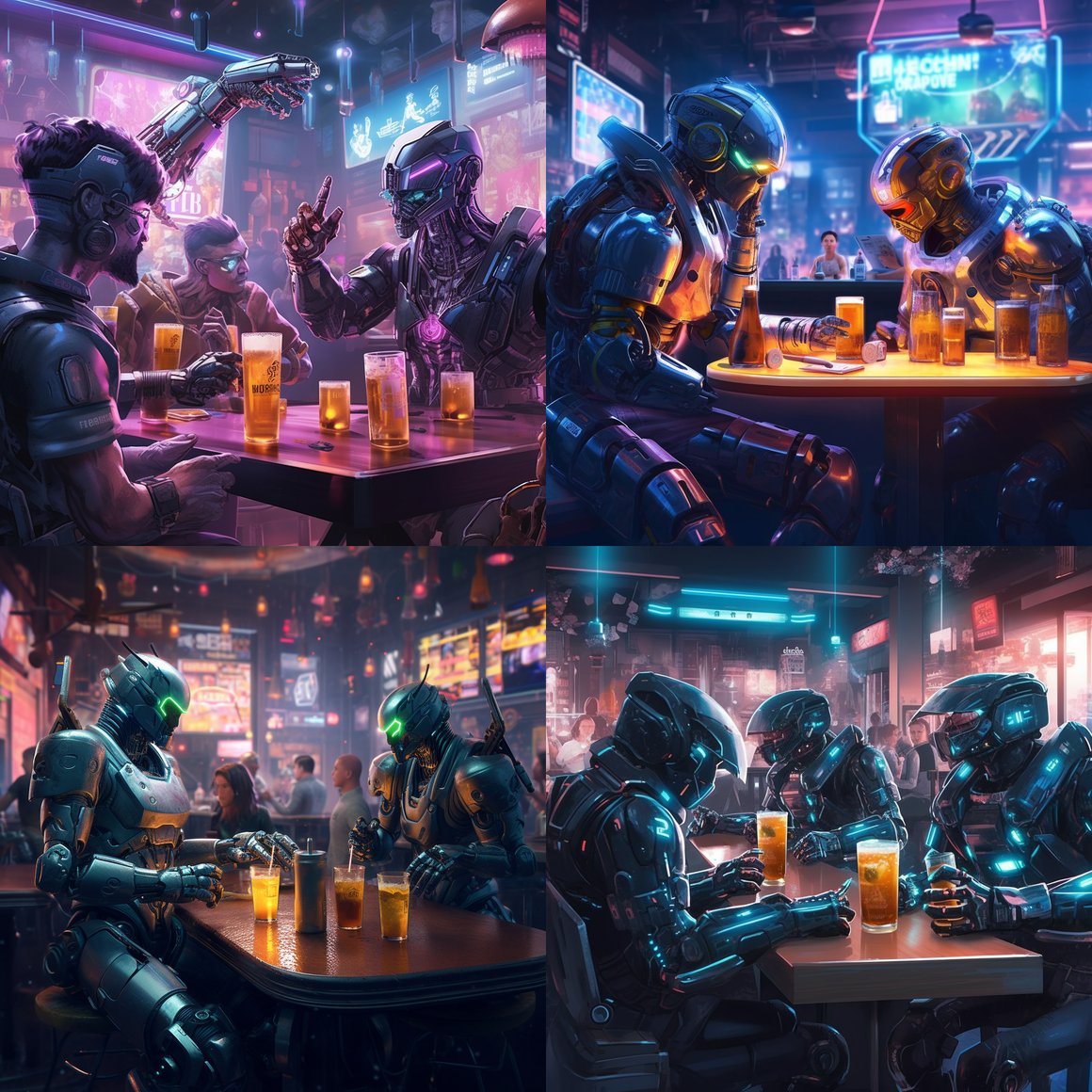 Neon Nights: Cyber Toast in a Futuristic Pub