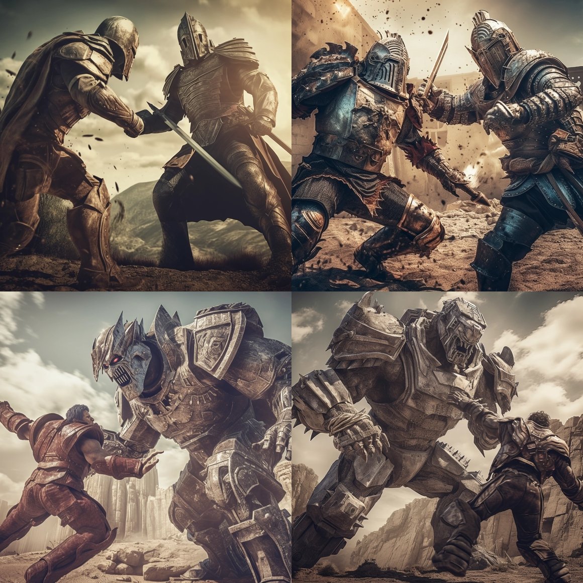 Armored and Giant Soldier Clash - A Cinematic Masterpiece