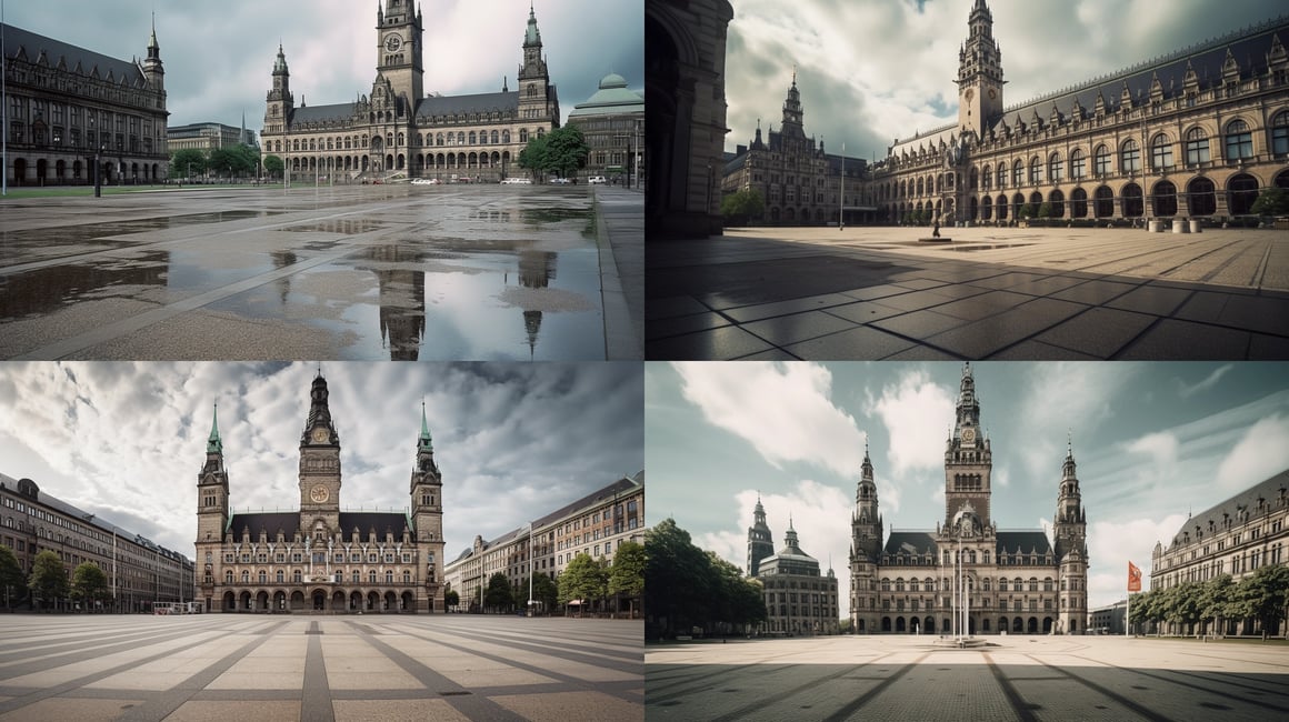 Ultra-Realistic 1973 Hamburg Square Photography Journey