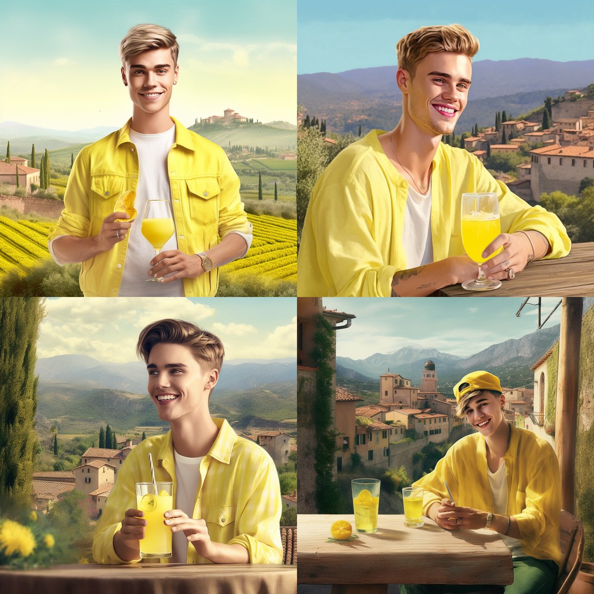 Hyper Realistic HD Snapshot of Justin Bieber in Tuscany
