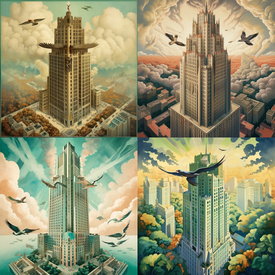Art Deco Majesty: A Bird's Eye View of a Modern Skyscraper