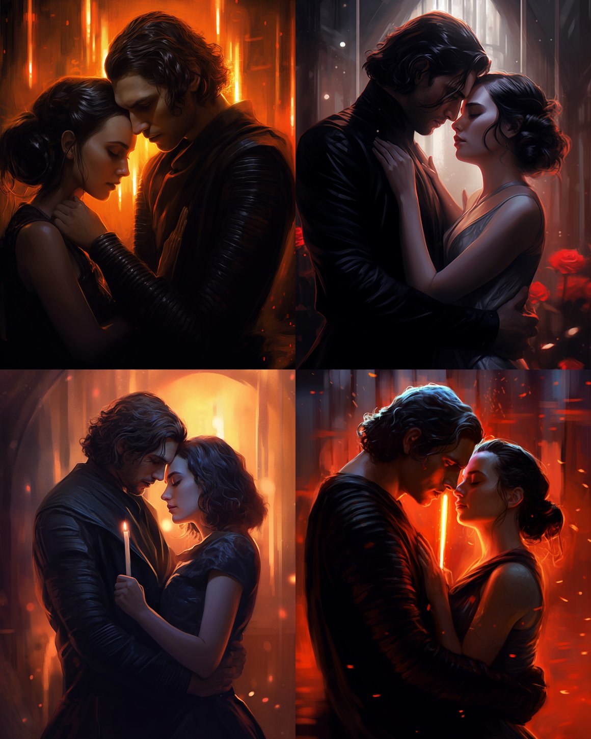 Rey and Kylo Ren Artistic Portrait in 4K
