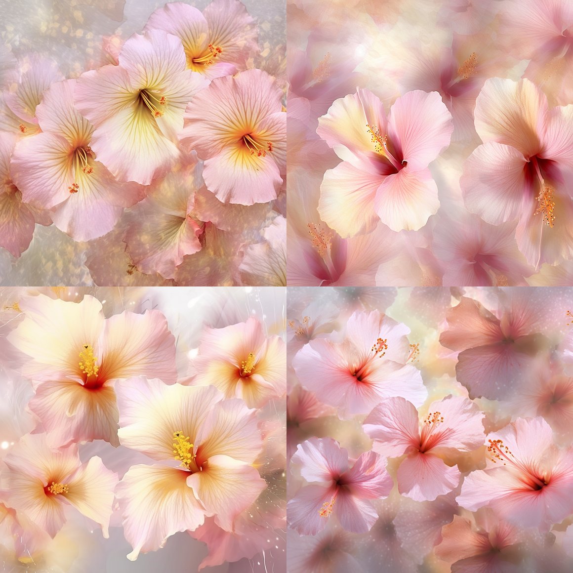 Sublime Hibiscus Journey: Pastel Pink & Gold Edition
