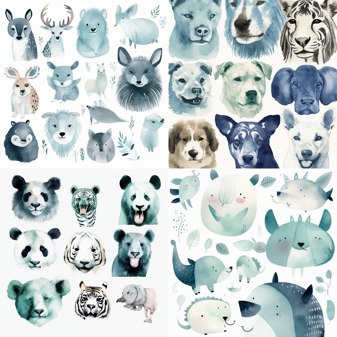 Retro Watercolor Animal Journey - Clipart Collection