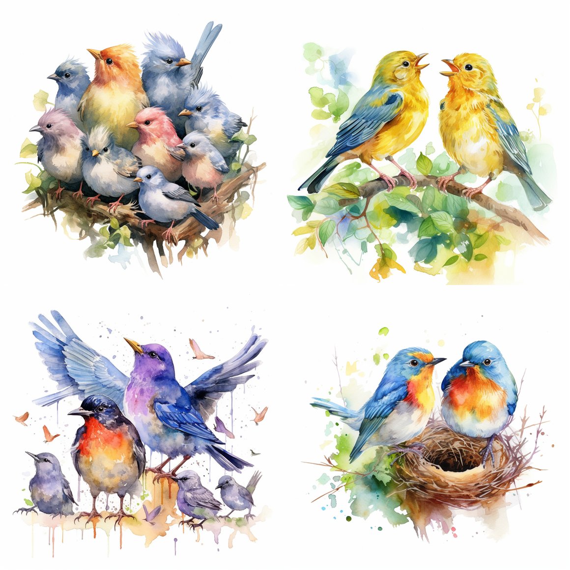 Chirpy Symphony: A Watercolor Journey Midpoint