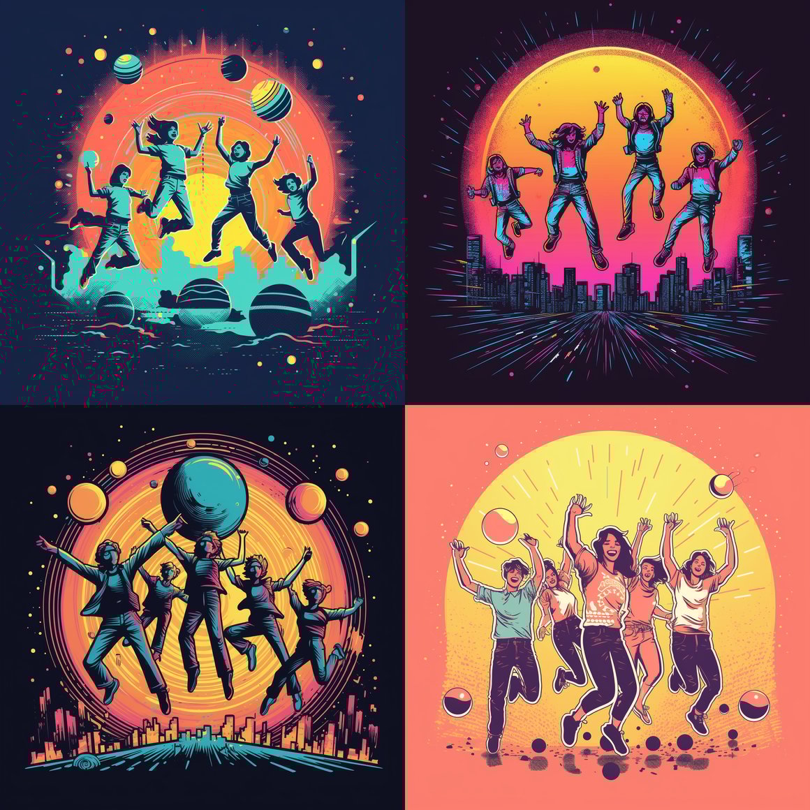 Neon Jubilation: Retro Student Celebration Vector Design