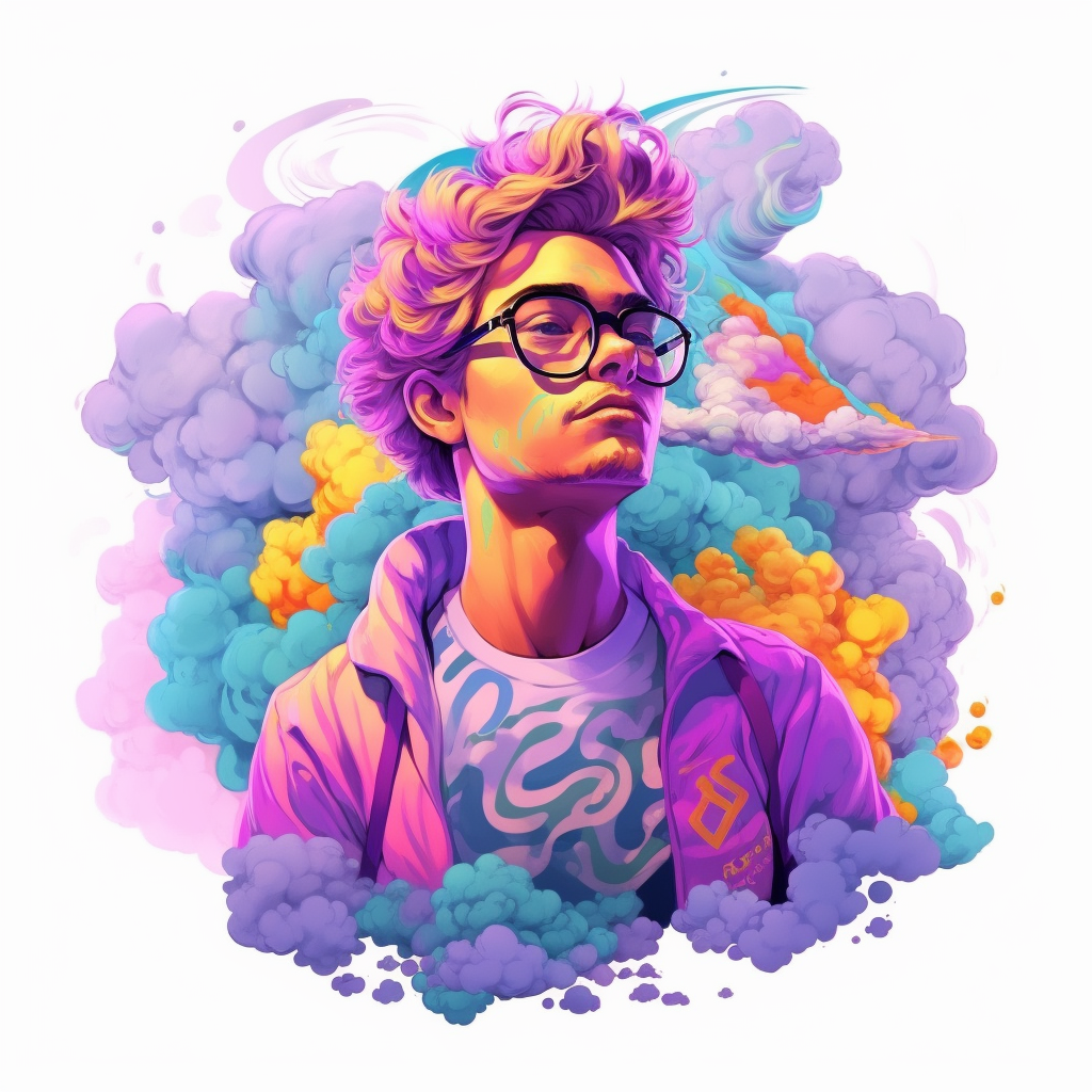 Neon Bliss: A Smoky Journey in the Clouds