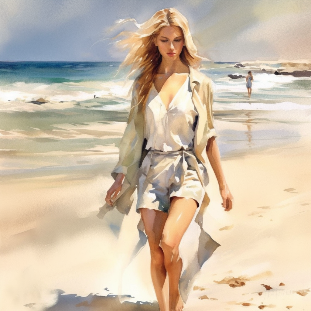 Sun-Kissed Solitude: A Watercolor Journey