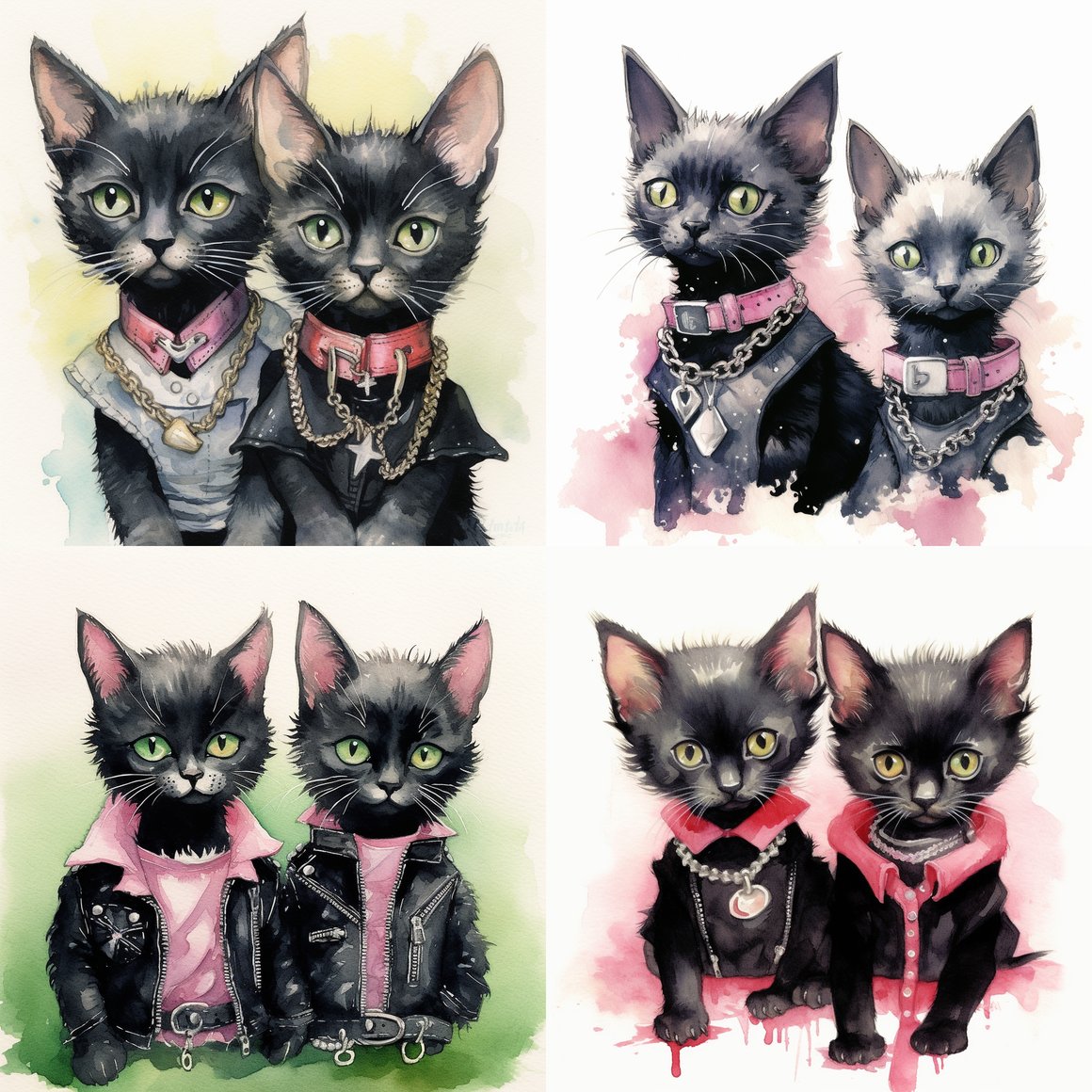 Retro Punk Purrfection: A Watercolor Midway