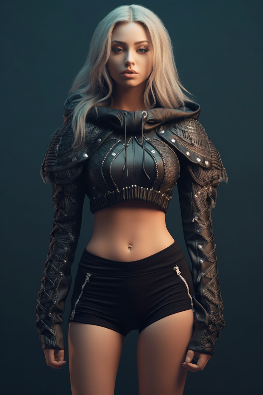 Detailed 3D Render of a Girl in Leather and Lace