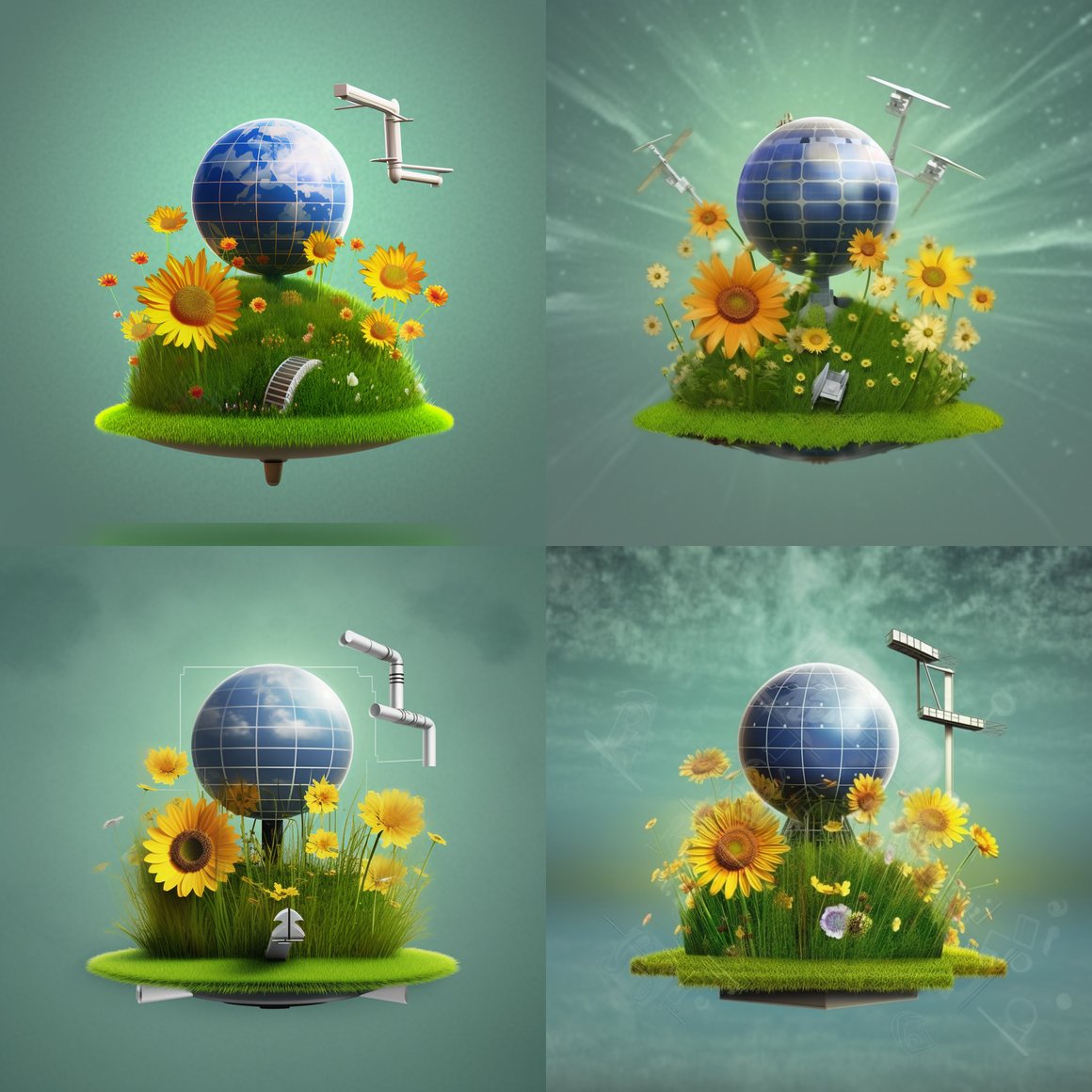 Sunflower Solar Power Globe Art Creation