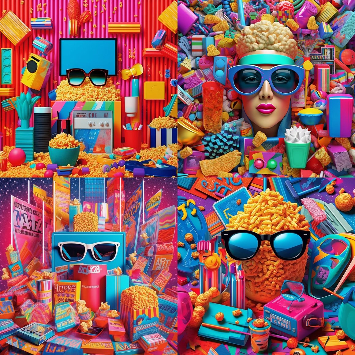 Retro Cinema Voyage: A Neon-Kitsch, 90's Inspired Odyssey