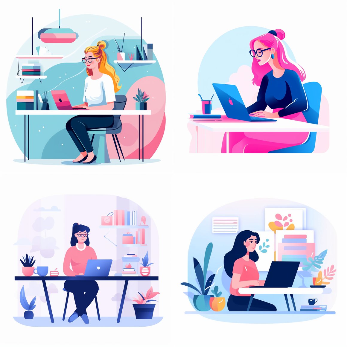 A Stylized Illustration of a Modern Woman at Work