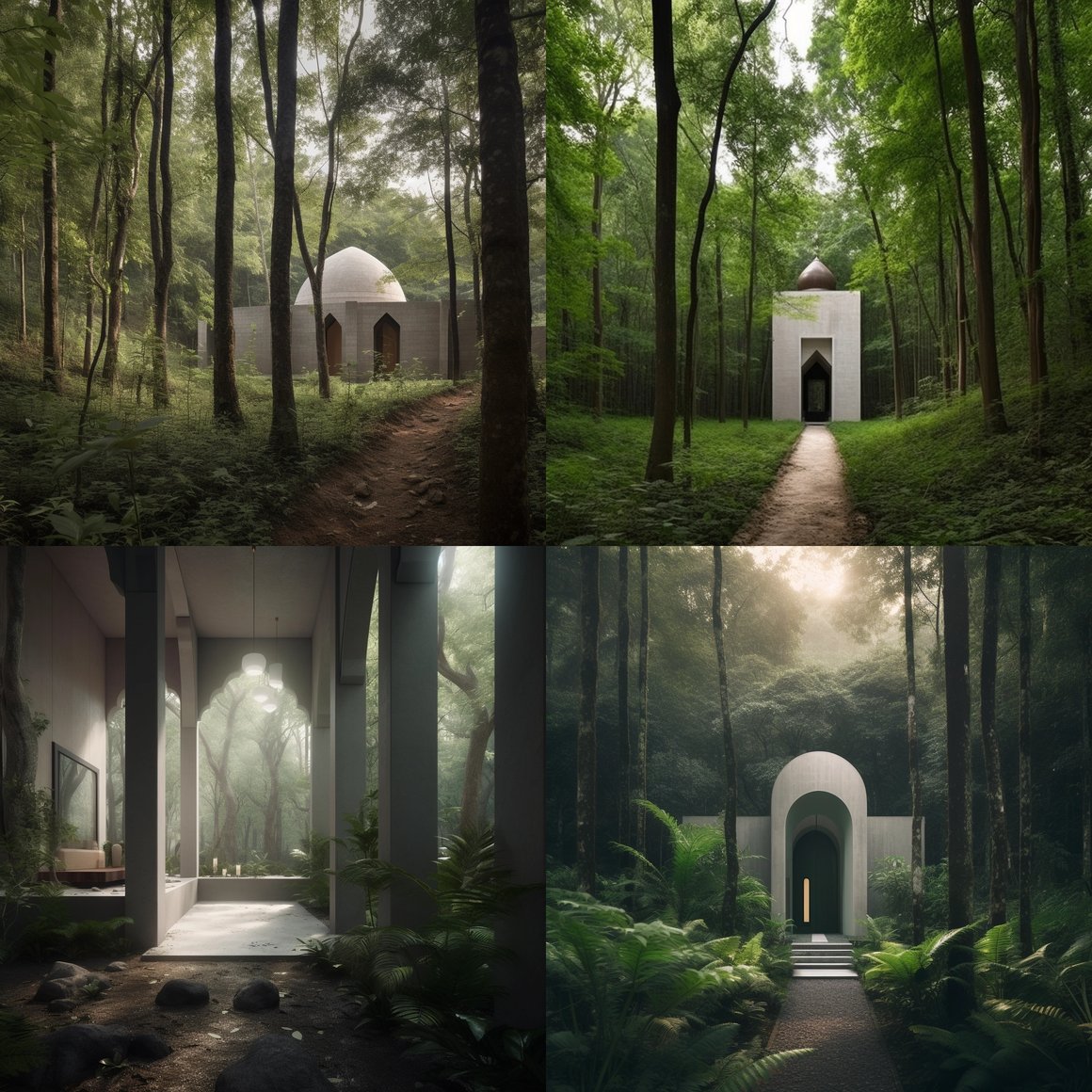 A Tranquil Journey Through the Forest Mosque - Version 5